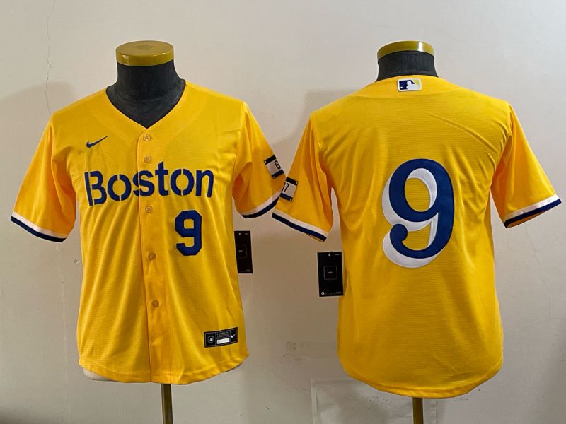 Youth 2025 Boston Red Sox 9 No Name Yellow Nike MLB Jersey 03